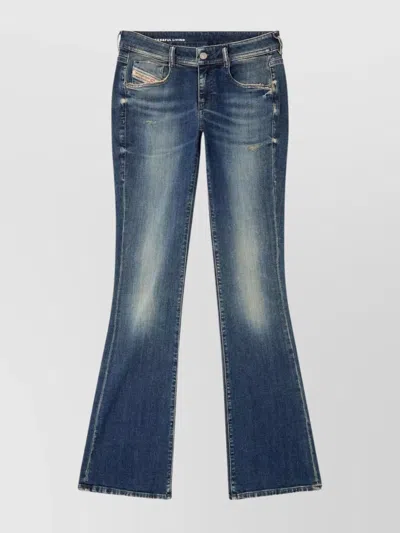 Diesel Casual Cotton Blend Trousers With Five-pocket Design In Blue