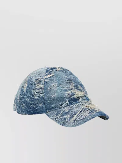 Diesel Casual Distressed Ripped Curved Brim Hat In Blue
