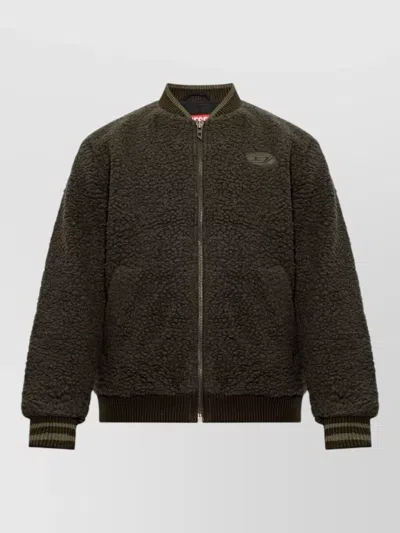Diesel Casual Fit Blazer Textured Fabric Ribbed Cuffs In Green