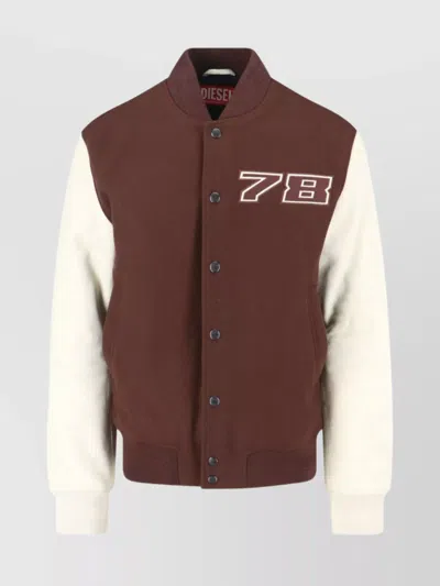 DIESEL CASUAL JACKET WITH CONTRAST SLEEVES AND RIBBED ACCENTS