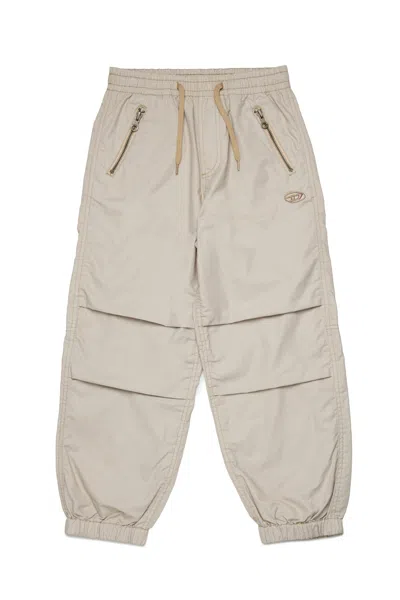 Diesel Casual Pants Branded With Oval D Logo In Beige
