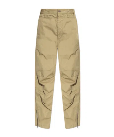 Diesel Cotton Trousers With Zip Ankle Detail In Green