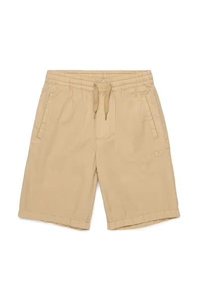 Diesel Kids' Casual Shorts Branded With Oval D Logo In Beige