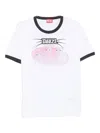 Diesel White Cotton T-shirt With Print And Contrasting Edges In White