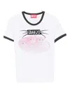 Diesel White Cotton T-shirt With Print And Contrasting Edges In White