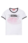Diesel White Cotton T-shirt With Print And Contrasting Edges In White