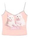 Diesel T-top R2 Cats Pink Cotton Jersey Tank Top In Pink