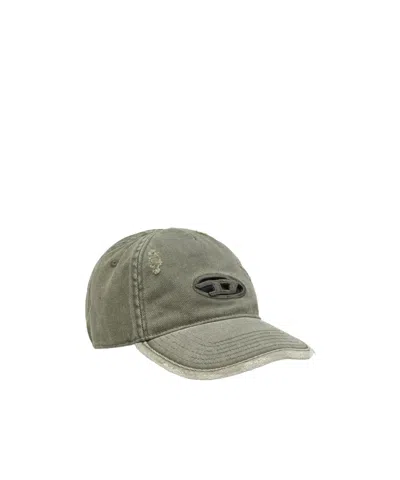 Diesel C-ball-utlt Distressed Baseball Cap In Green