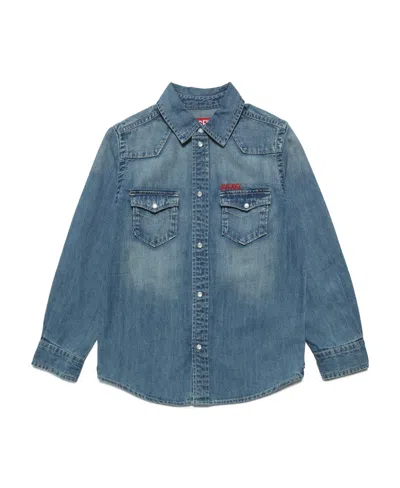 Diesel Ceko Embroidered-logo Denim Shirt In Blue