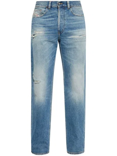 Diesel Cerulean Blue Ripped Jeans With Classic Five-pocket Design