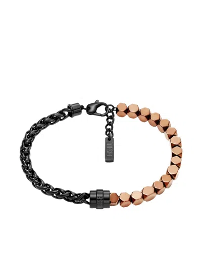 Diesel Chain Beaded Bracelet In Brown