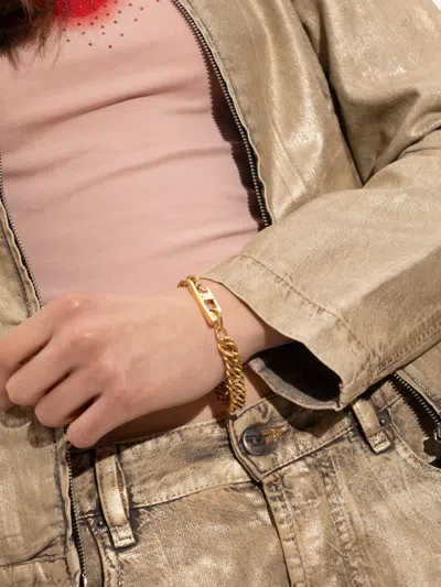Diesel Chain Logo Bracelet In Gold
