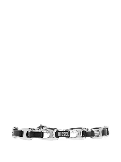 Diesel Chain Logo-detail Bracelet In Silver