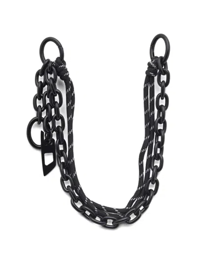 Diesel Chain-d Logo-pendant Charm In Black