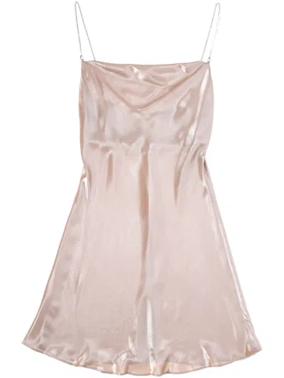 Diesel Champagne Satin Cowl Neck Dress In Multicolor