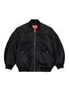 Diesel Giacca Bomber In Gabardina Con Maxi Logo In Black