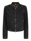 Diesel Cropped Black Jacket In Black
