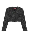 Diesel Cropped Jacket In Bouclé Fabric In Black