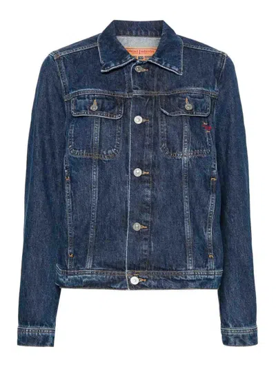 Diesel Zip Up Denim Jacket In Blue