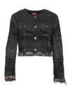 Diesel Grey Jacket With Round Neck And Frayed Edges In Cotton Blend Woman In Black