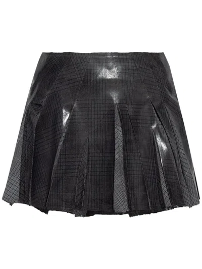 Diesel Charcoal Grey Pleated Flared Skirt In Black