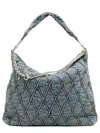 Diesel Charm-d-large Hobo In Argyle Quilted Denim In Gray