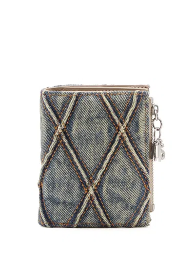 Diesel Charm D-bi Gold Zip Ii Wallet In Blue