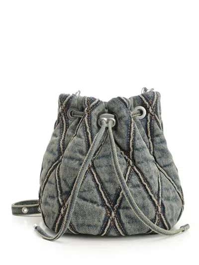 Diesel Charm-d Bucket S Crossbody Bags Grey In Black