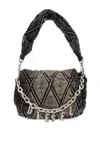 Diesel Charm D Denim Shoulder Bag In Black
