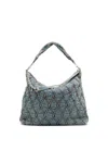 Diesel Charm-d-large Hobo In Argyle Quilted Denim