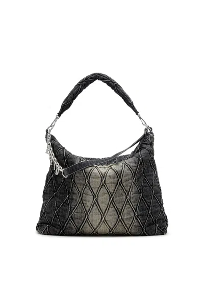 Diesel Charm-d-large Hobo In Treated Quilted Denim