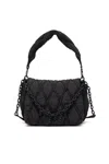 Diesel Charm-d-m-shoulder Bag In Quilted Nylon In Black