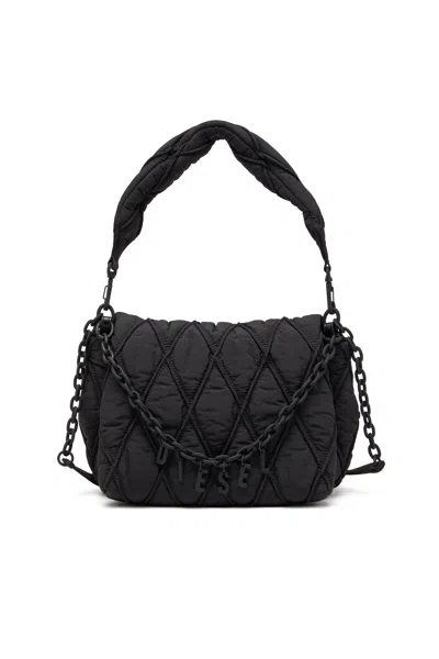 DIESEL CHARM-D M-SHOULDER BAG IN QUILTED NYLON