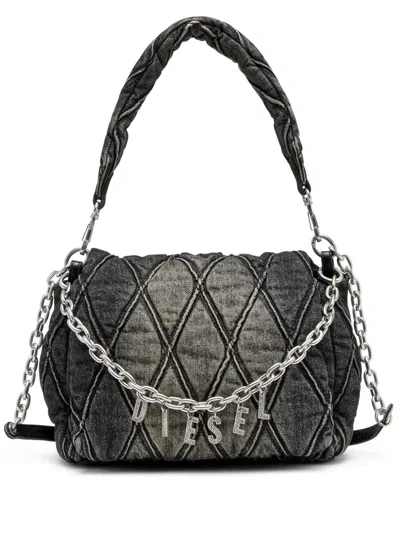 DIESEL CHARM-D M DENIM SHOULDER BAG