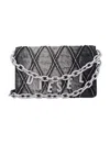 Diesel Womens Charm D Quilted Denim Strap Wallet T8013 In Washed Black
