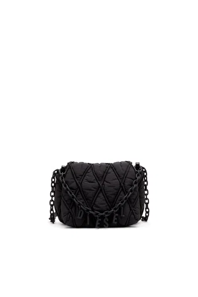 Diesel Charm-d-s-borsa A Spalla Piccola In Nylon Trapuntato In Black