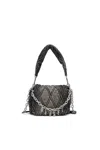 Diesel Charm-d S-small Shoulder Bag In Quilted Denim In Black