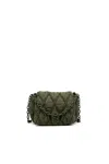 Diesel Charm-d S-small Shoulder Bag In Quilted Nylon In Green