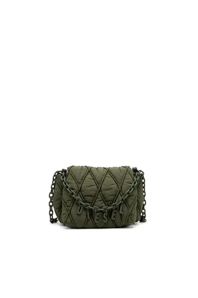 Diesel Charm-d S-small Shoulder Bag In Quilted Nylon In Green