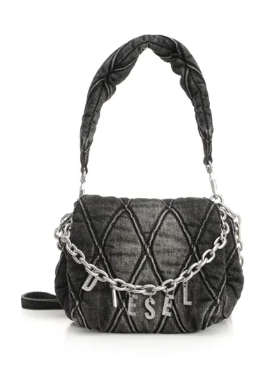 Diesel Charm-d Shoulder Bag In Black