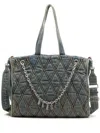 Diesel Charm-d-tote Bag In Argyle Quilted Denim In Blue