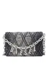 Diesel Womens Charm D Quilted Denim Strap Wallet T8013 In Black