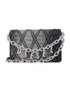 Diesel Womens Charm D Quilted Denim Strap Wallet T8013 In Washed Black