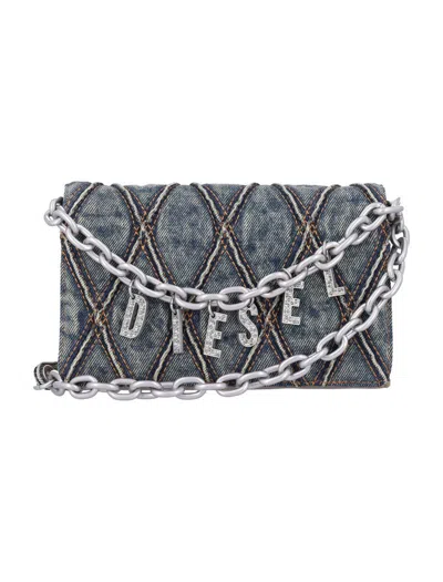 【新品未使用】DIESEL charmD wallet strap CHARM-D WALLET STRAP Wallet purse in argyle quilted denim