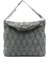 Diesel Quilted Chain-embellished Shoulder Bag In Gray