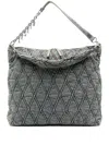 Diesel Charm Denim Shoulder Bag In Gray