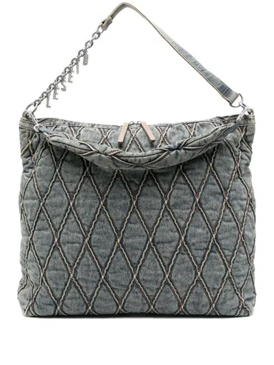 Diesel Charm Denim Shoulder Bag In Blue