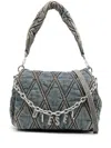 Diesel Charm Medium Denim Shoulder Bag In Blue