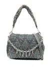 Diesel Charm Small Denim Shoulder Bag In Blue