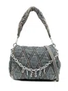 Diesel Women Charm Small Denim Shoulder Bag In Blue